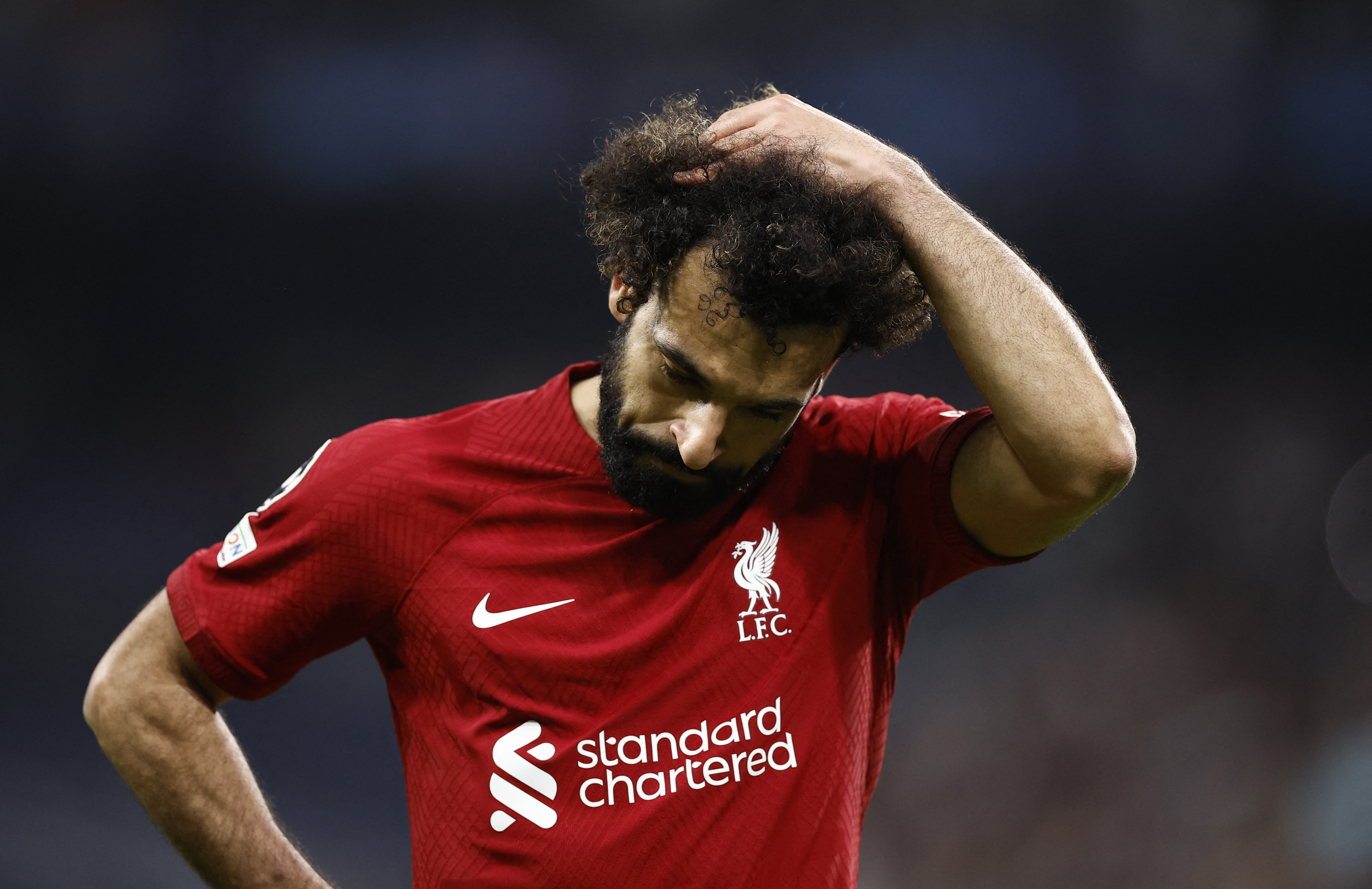 Liverpool's Mohamed Salah reacts REUTERS/Juan Medina