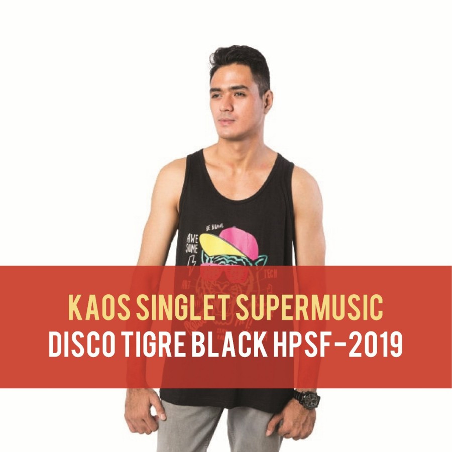 image Kaos Pria Singlet Supermusic Event DISCO TIGRE BLACK - HPSF 2019`